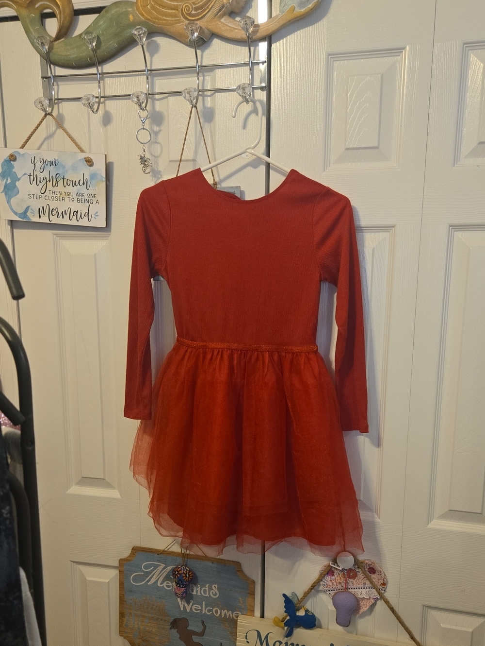 H&M Red Long-Sleeve Tulle Dress for Girls